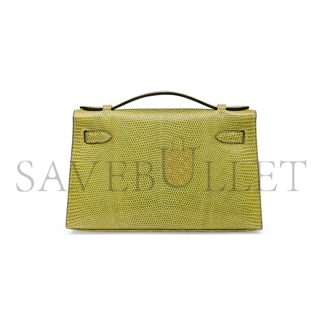 HERMÈS MASTER A VERT ANIS LIZARD KELLY POCHETTE BAG (22*14*7cm)